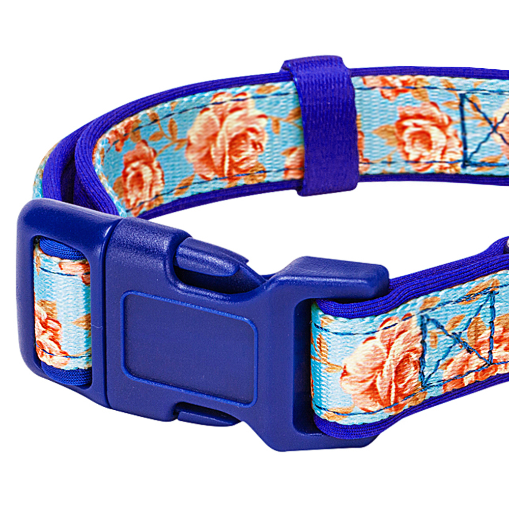 Blueberry Pet Summer Blooming Floral Pints Neoprene Padded Dog Collar